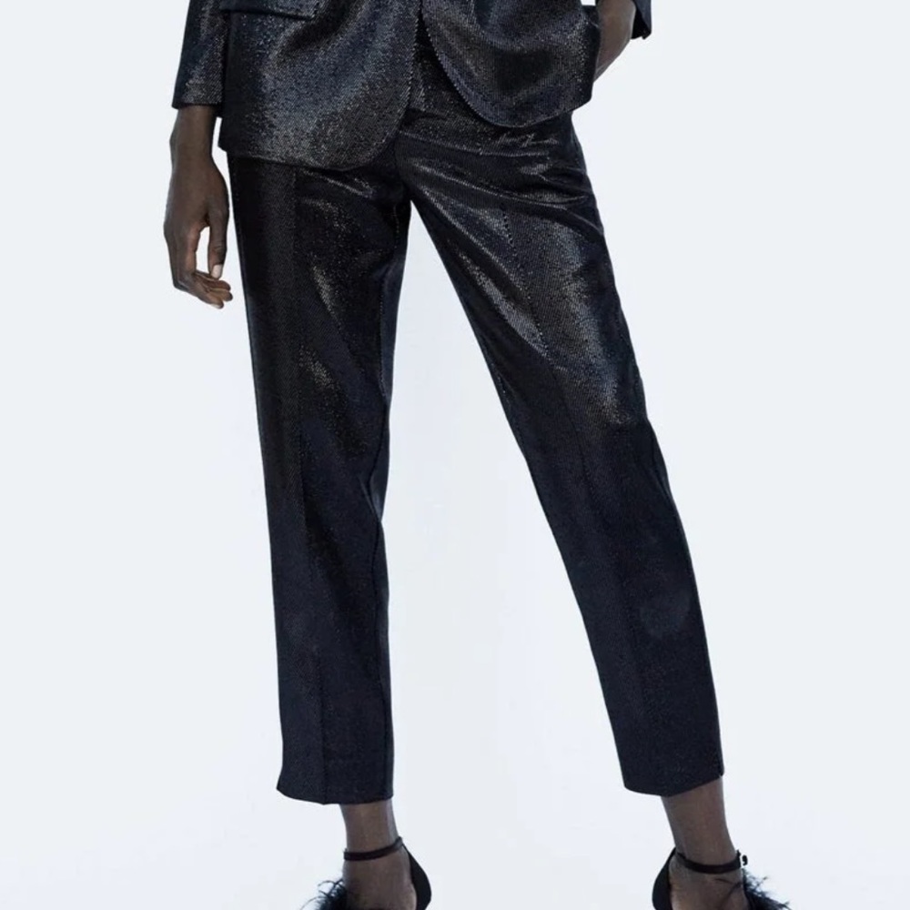Zara Black Shiny Effect Trousers
